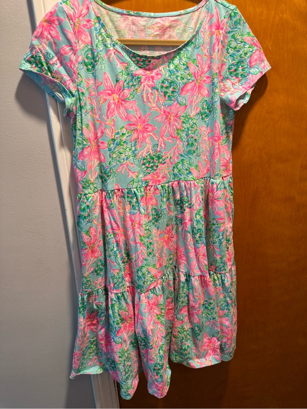 Women’s ' Floral Tiered Dress - Pink & Aqua